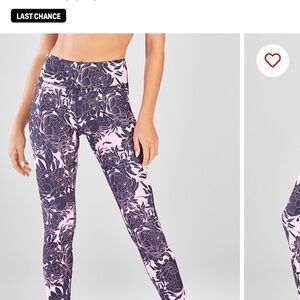 Fabletics Pink and Black Floral Leggings